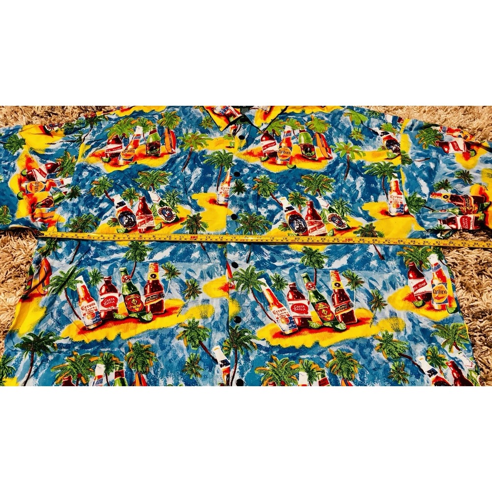 Big Dogs Mens 5XL Hawaiian Beer Beach Casual Button Up Palm Tree Shirt - Picture 6 of 6